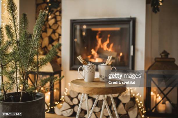 cozy place for rest - cosy christmas stock pictures, royalty-free photos & images