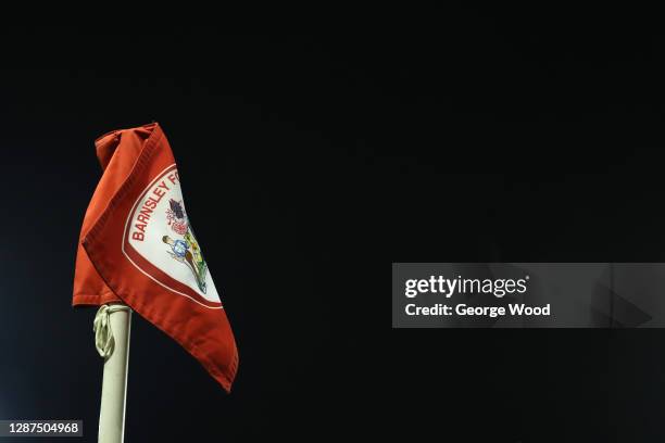 Detailed view of a corner flag ahead of the Sky Bet Championship match between Barnsley and Brentford at Oakwell Stadium on November 24, 2020 in...