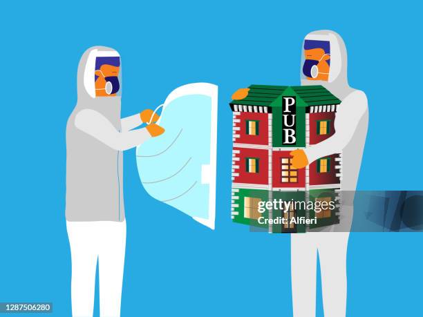 protecting pub - hospital cafeteria worker mask stock illustrations