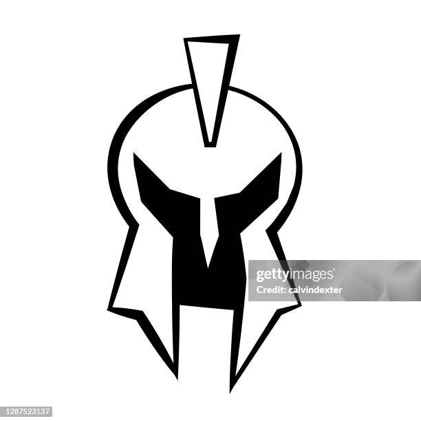 spartan helmet front view - facing challenge stock illustrations