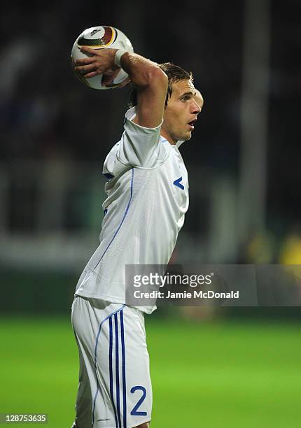 Peter Pekarik of Slovakia in action during the EURO 2012, Group B qualifier between Slovakia and Russia at the MSK Zilina stadium on October 7, 2011...