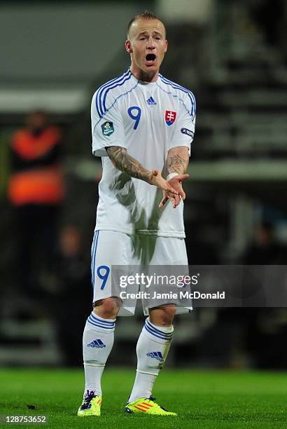 Miroslav Stoch of Slovakia in action during the EURO 2012, Group B qualifier between Slovakia and Russia at the MSK Zilina stadium on October 7, 2011...