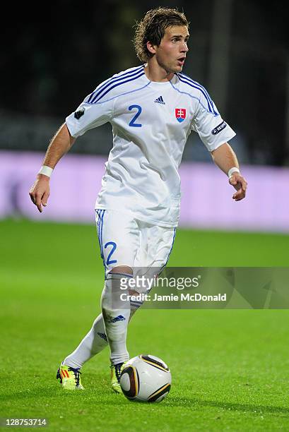 Peter Pekarik of Slovakia in action during the EURO 2012, Group B qualifier between Slovakia and Russia at the MSK Zilina stadium on October 7, 2011...