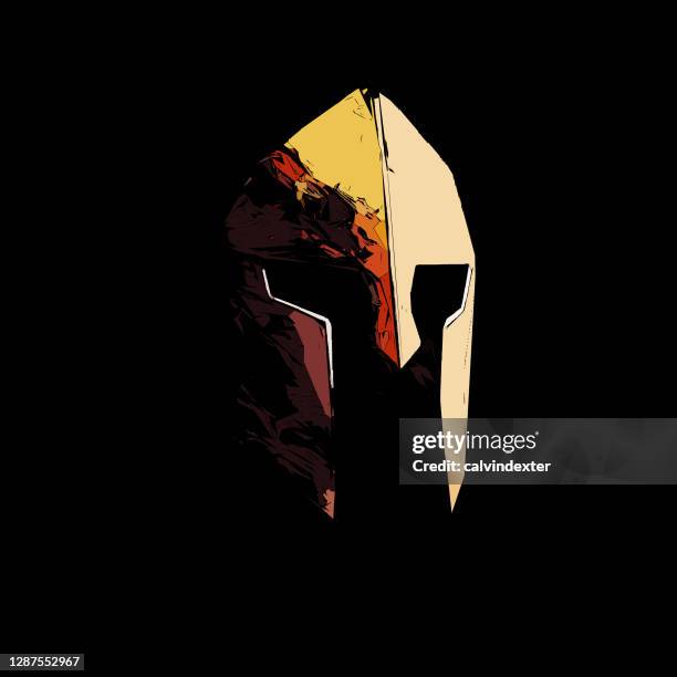 spartan helmet painted illustration - gladiator stock illustrations