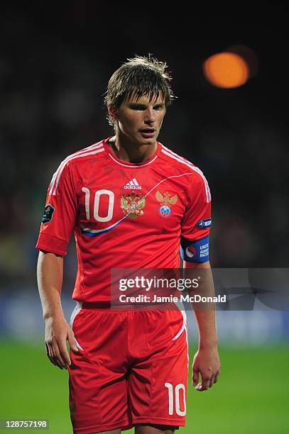 Andrei Arshavin of Russia in action during the EURO 2012, Group B qualifier between Slovakia and Russia at the MSK Zilina stadium on October 7, 2011...