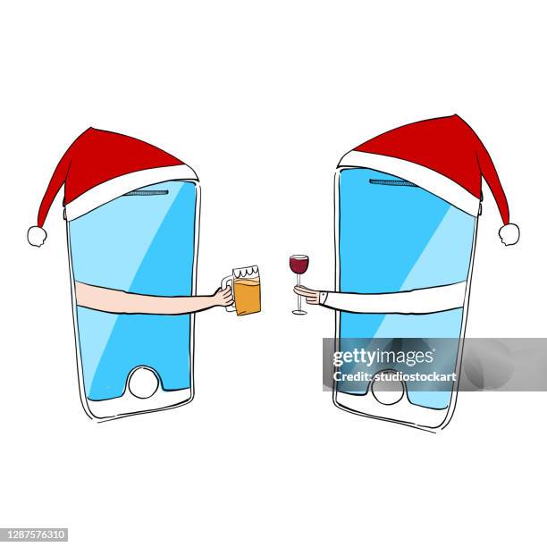 new year new normal - christmas video call stock illustrations