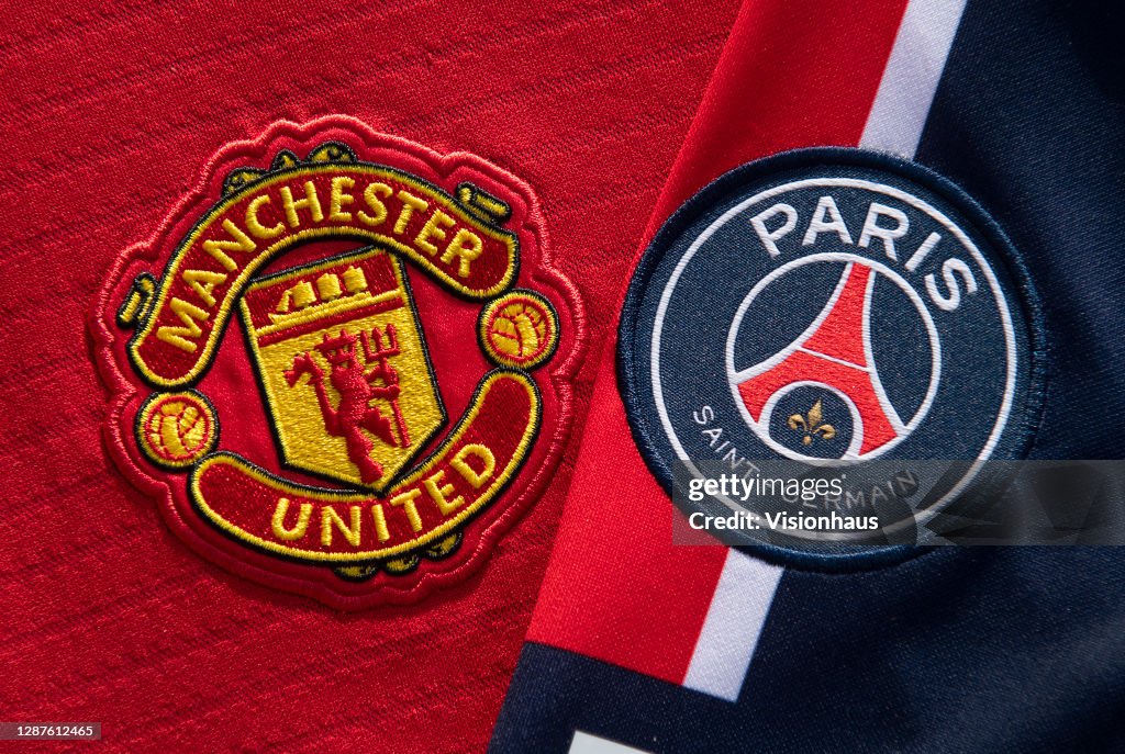 The Manchester United and Paris Saint-Germain Club Badges