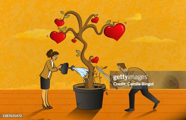 love plant-love concept - marriage counseling stock illustrations