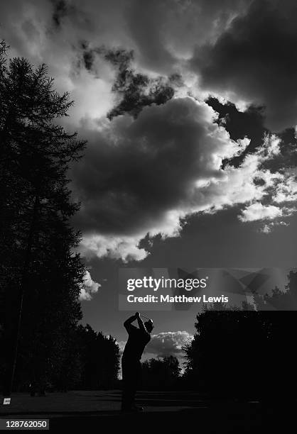 David Orr of East Renfrewshire Golf Club tees off onthe 18th hole during the final day of the Skins PGA Fourball Championships at Forest Pines Hotel...