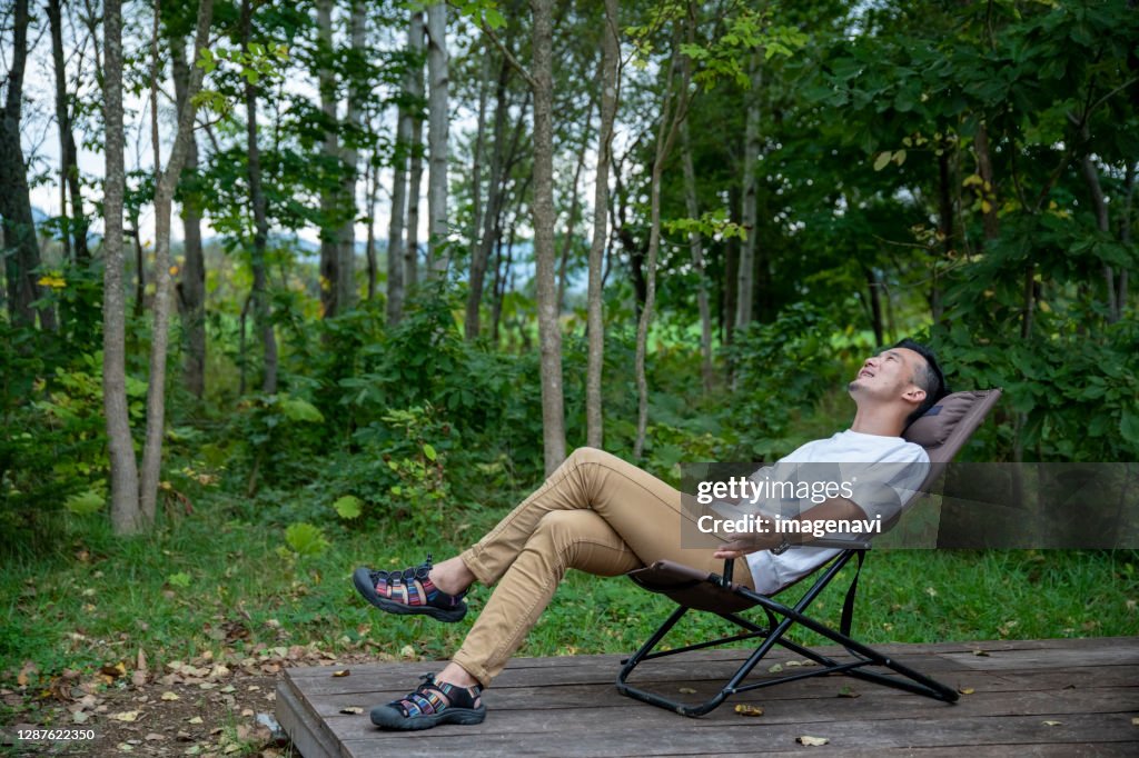 Man Relaxing on the Deck
