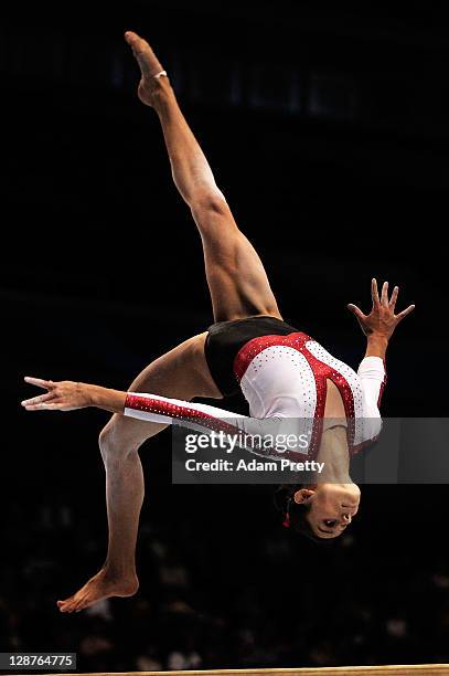 Elsa Garcia of Mexico performs on the Beam aparatus in the Women's Qualification during the day one of the Artistic Gymnastics World Championships...