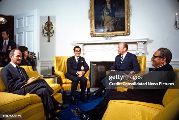 View of, from left, US Deputy National Security Advisor Brent Scowcroft , South Vietnamese Ambassador to the US Tran Kim Phuong, US President Gerald...