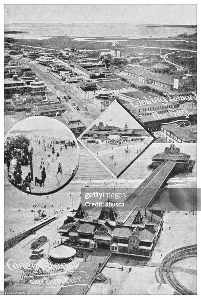 Antique black and white photograph of New York: CONEY ISLAND
