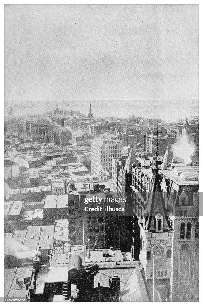 Antique black and white photograph of New York: AERIAL VIEW