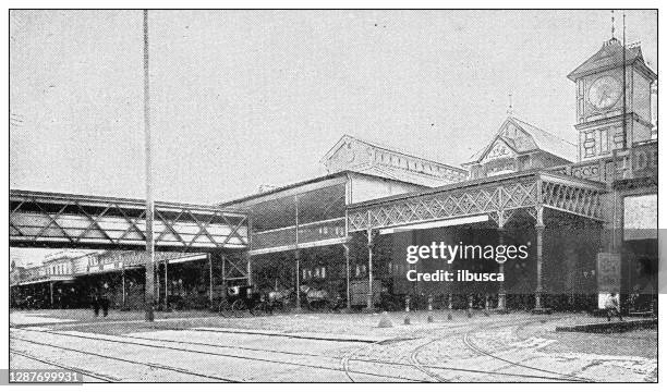 antique black and white photograph of new york: pennsylvania railroad station - york pennsylvania stock illustrations