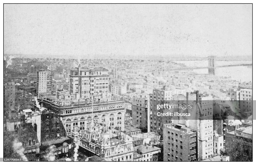 Antique black and white photograph of New York: AERIAL VIEW