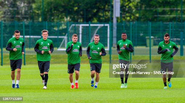 The Celtic players are put through their paces at Lennoxtown ahead of the UEFA Champions League 3rd Qualifying Round 1st Leg clash with IF Elfsborg.