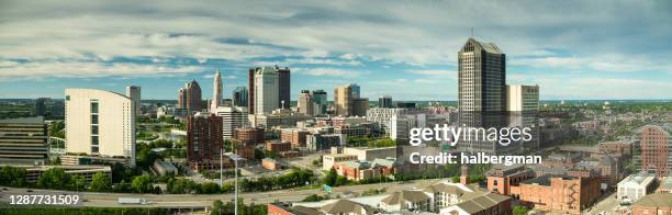 downtown columbus, ohio - aerial - columbus ohio aerial stock pictures, royalty-free photos & images