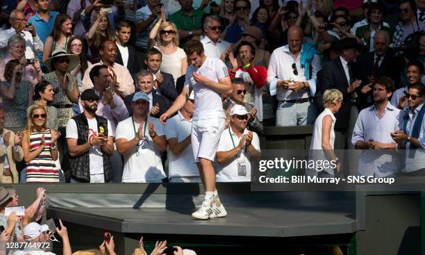 Novak DJOKOVIC Andy MURRAY .WIMBLEDON - LONDON.Andy Murray celebrates victory in the final of Wimbledon.