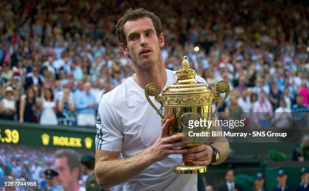 Novak DJOKOVIC Andy MURRAY .WIMBLEDON - LONDON.Andy Murray celebrates victory in the final of Wimbledon.