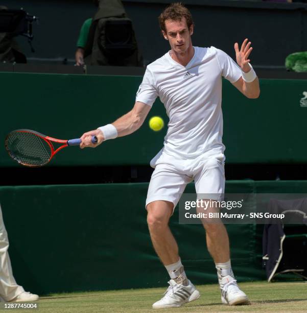 Novak DJOKOVIC Andy MURRAY .WIMBLEDON - LONDON.Andy Murray in action on Centre Court.