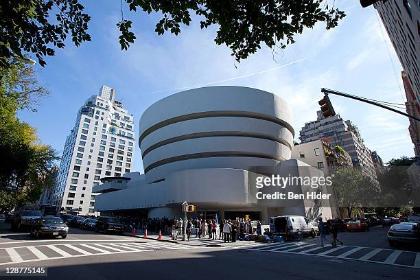 General view of the exterior of The Solomon R. Guggenheim Museum designed by Frank Lloyd Wright on October 7, 2011 in New York City.