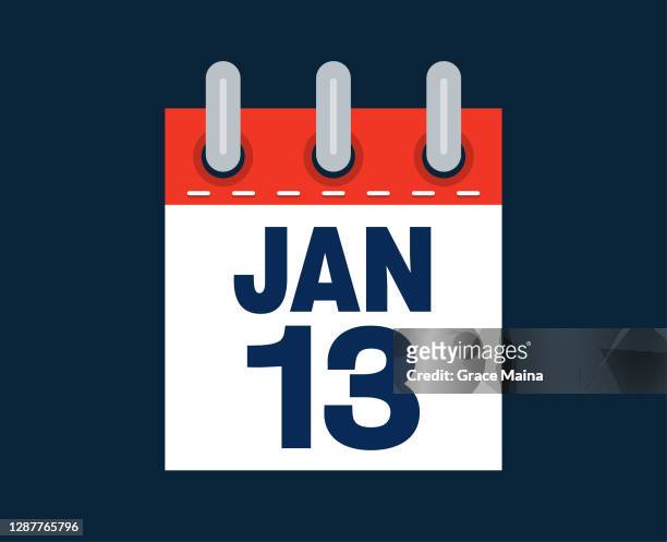 january 13th calendar date of the month - january 13 stock illustrations