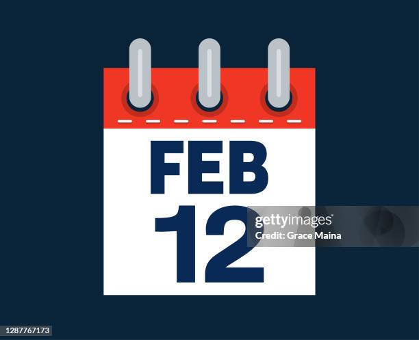 february 12th calendar date of the month - desk calendar stock illustrations