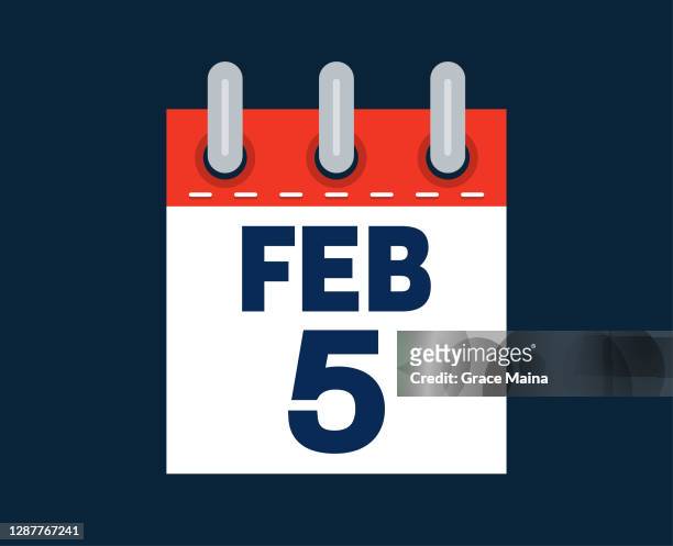 bildbanksillustrationer, clip art samt tecknat material och ikoner med 5:e februari kalenderdatum i månaden - february