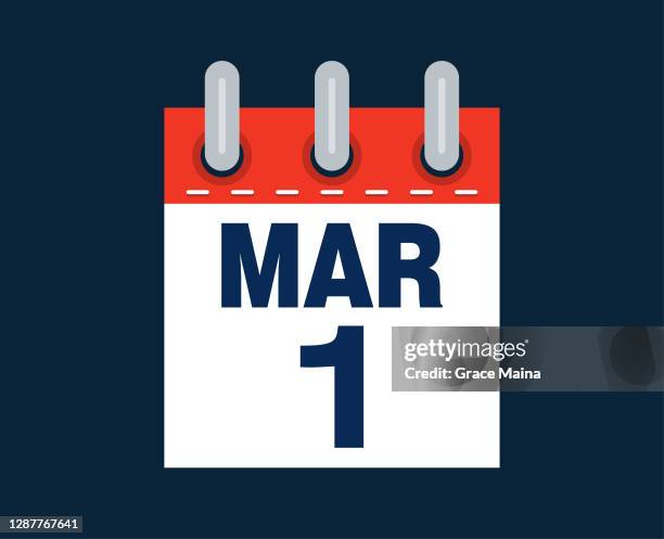 march 1st calendar date of the month - desk calendar stock illustrations