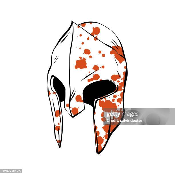 spartan helmet painted illustration - gladiator stock illustrations