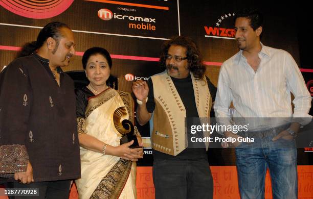 Leslie Lewis,Asha Bhosle, Hariharan and Sulaiman Merchant attend the Global Indian Music Awards 2010 announcement on November 02, 2010 in Mumbai,...