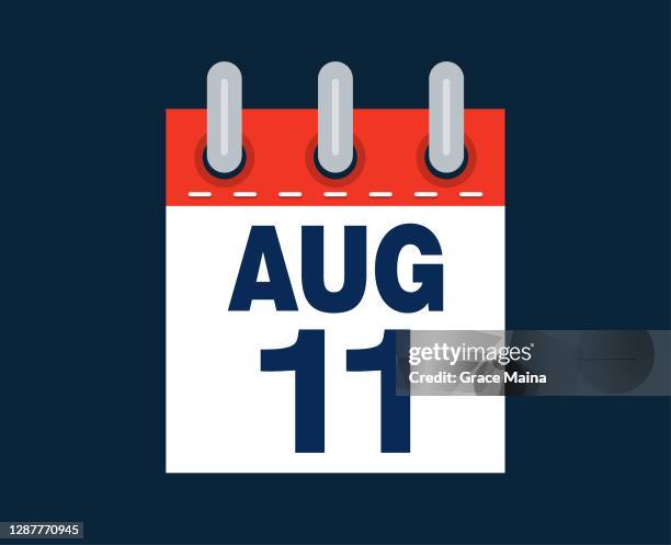 august 11th calendar date of the month - desk calendar stock illustrations