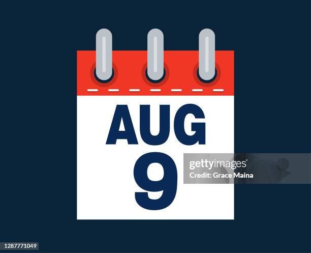 Aug 09 August 9th Calendar Date Of The Month High-Res Vector Graphic - Getty ...
