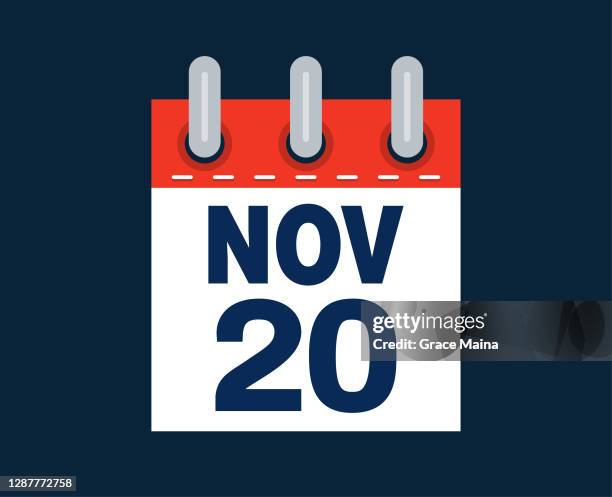 november 20th calendar date of the month - desk calendar stock illustrations