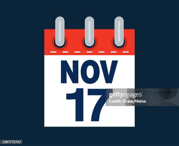 november 17th calendar date of the month - desk calendar stock illustrations