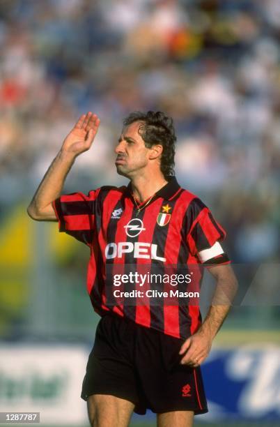 Franco Baresi of AC Milan during a Serie A match against Padova Calcio at the Silvio Applani Stadium in Padua, Italy. Padova Calcio won the match...