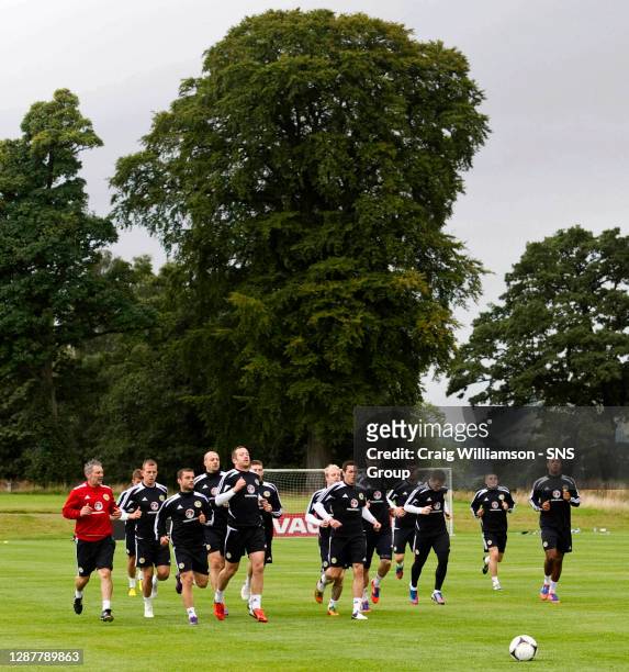 The Scotland squad train at the Marr Hall Hotel as they begin preparations for the FIFA World Cup 2014 Qualifying double header against Serbia and...