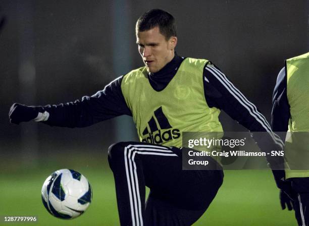 Scotland's Gary Caldwell trains in Belgrade ahead of the FIFA World Cup Brazil 2014 Qualifier against Serbia.