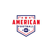 Badge patch emblem American football sport vector with Gridiron ball icon on white background