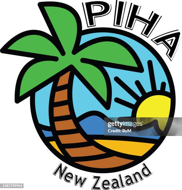 piha new zealand - new zealand beach stock illustrations