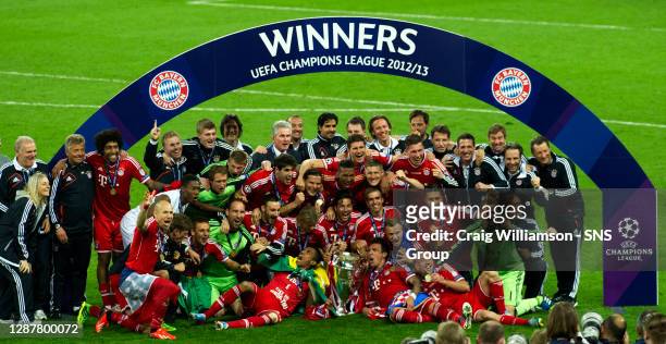 Bayern Munich celebrate winning the UEFA Champions League.