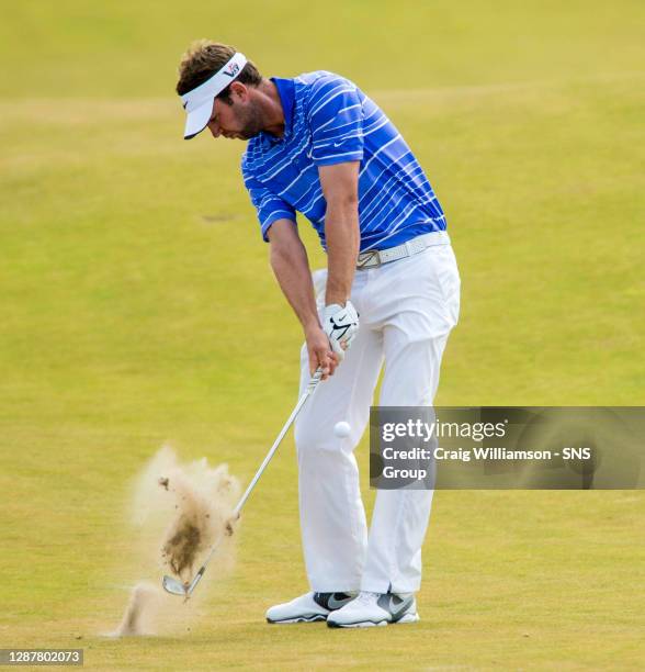 Scottish golfer Scott Jamieson chips from the fairway.