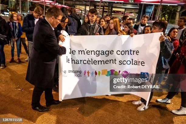 Hugo Martinez président fondateur de l'association "HUGO" pour lutter contre le harcèlement scolaire lors de la journée nationale contre le...