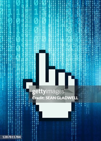 Hand pointer on data Hand pointer on data