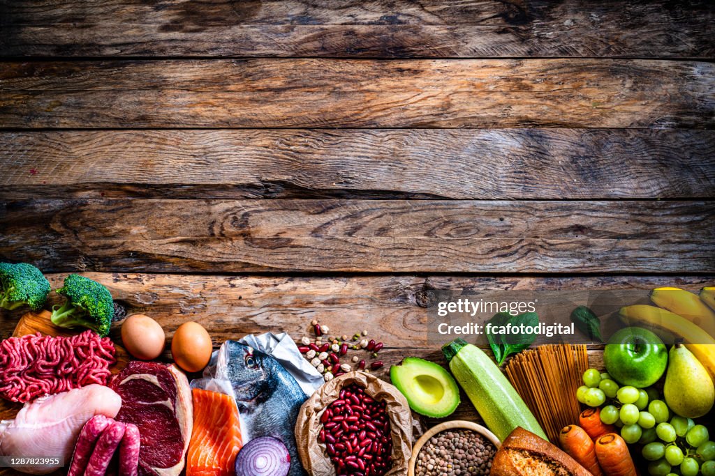 Healthy food border. Copy space