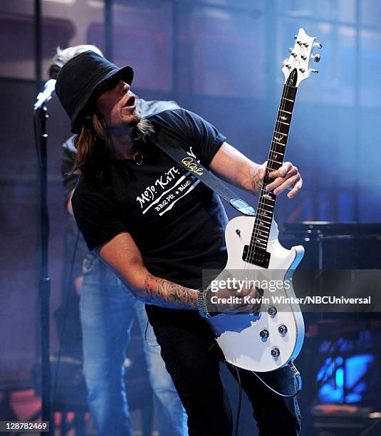 Musician Paul Phillips of Puddle of Mudd performs on the Tonight Show With Jay Leno at NBC Studios on October 7, 2011 in Burbank, California.