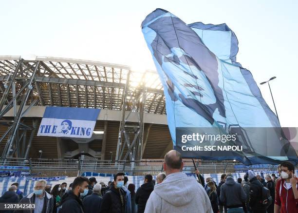 Naples pays tribute to Diego Armando Maradona following his death, on November 26, 2020 in Naples, Italy. Diego Armando Maradona died at 60 after a...