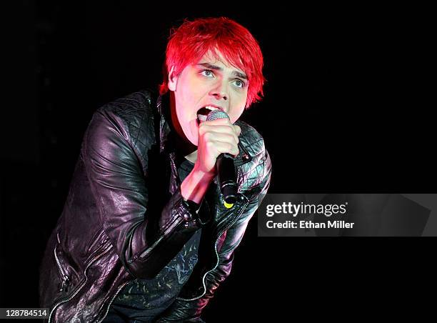 My Chemical Romance singer Gerard Way performs at the Red Rock Casino October 7, 2011 in Las Vegas, Nevada.