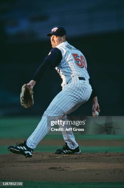 Ismael Valdez, Pitcher for the Arizona Diamondbacks prepares to throw a pitch during the Major League Baseball American League West game against the...